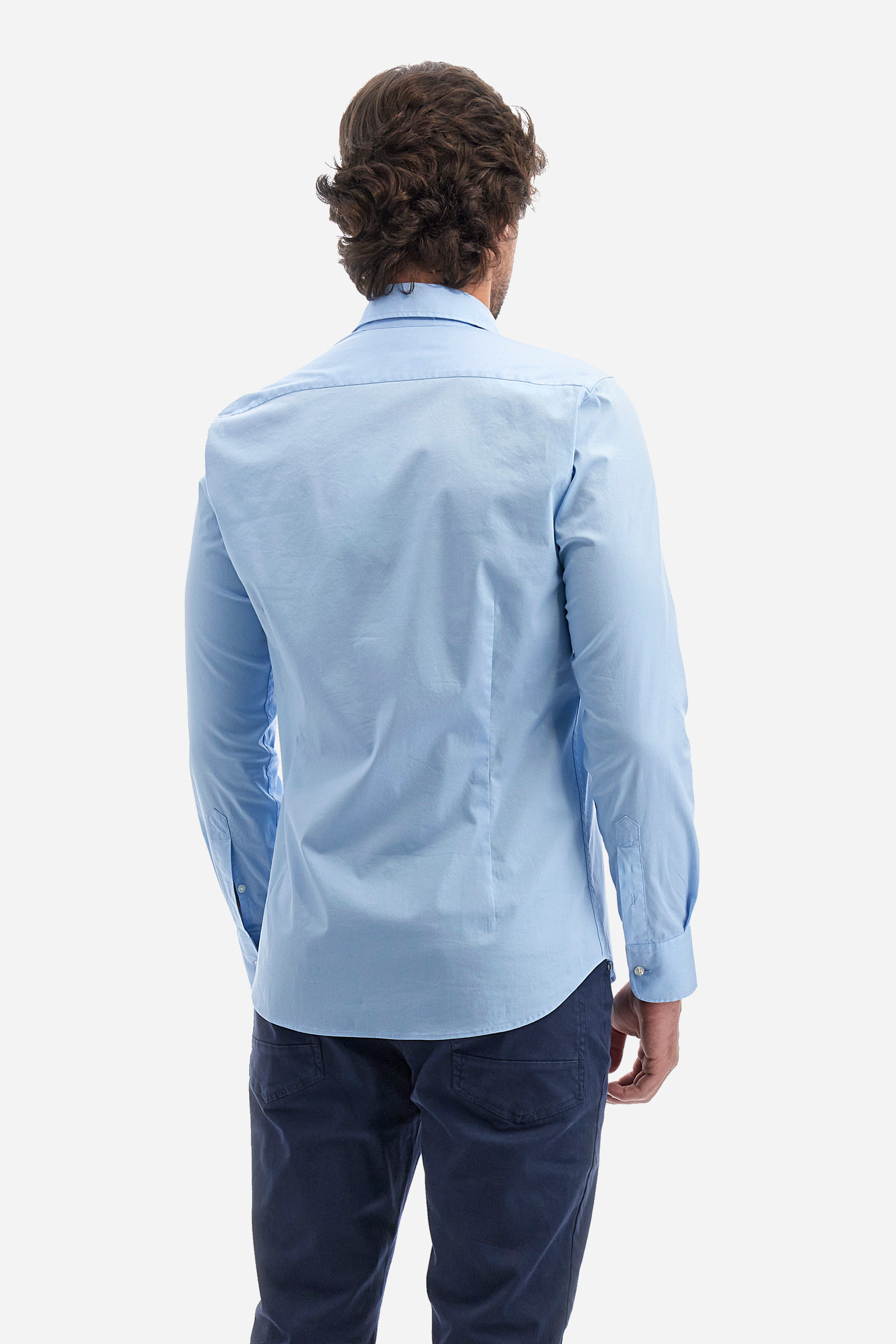 Camicia da uomo, Slim Fit, Bianca con fantasia e bottoni neri - CR33