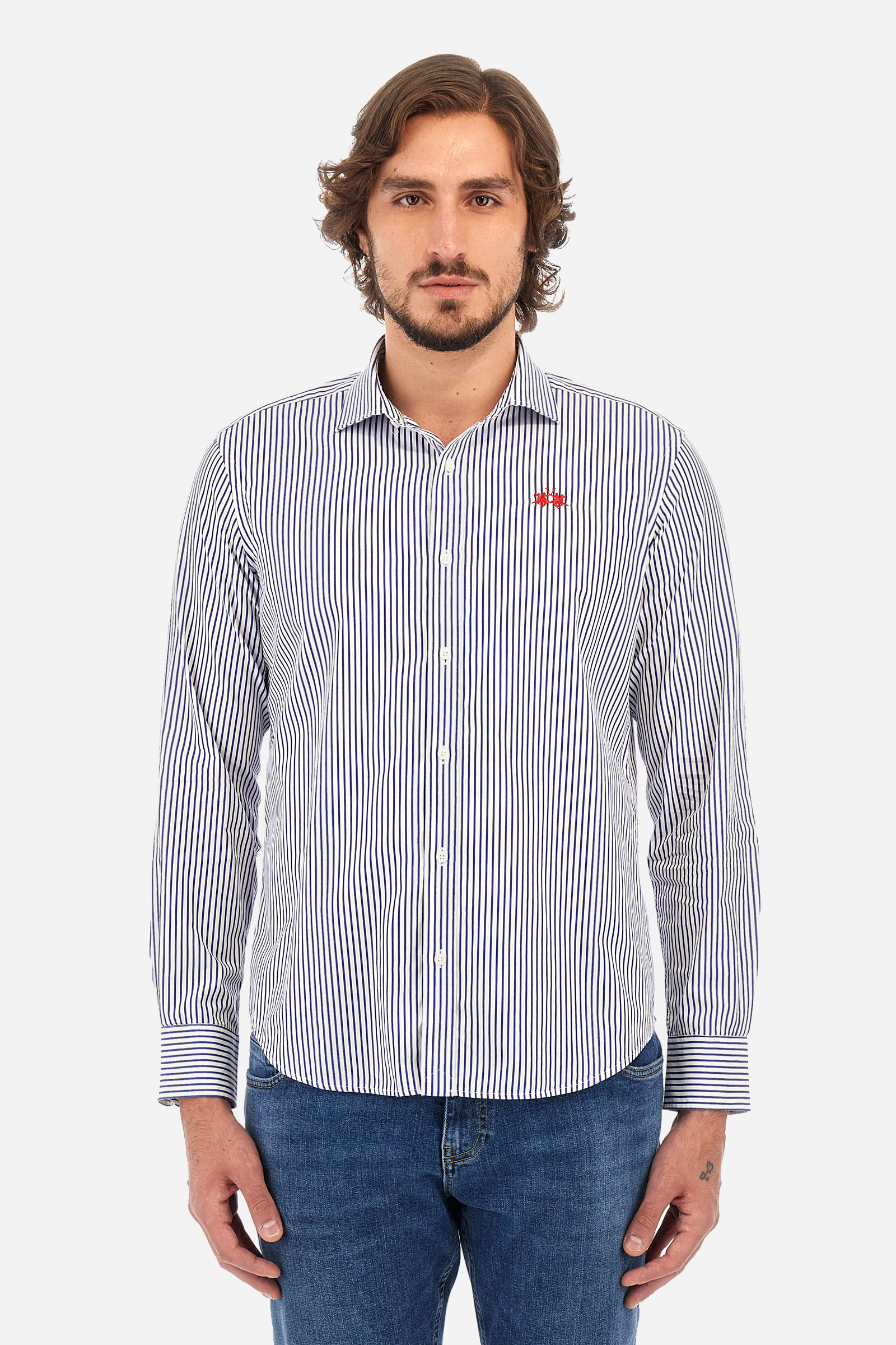 Man Shirt In Regular Fit Innocent Off White Navy La Martina Shop Online